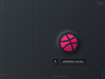 097 Giveaway - 1 Dribbble Invite 097 2020 app dailyui dribbble hello dribbble minimal neomorphism ui webdesign