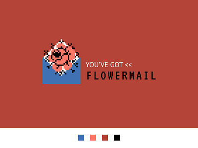 Flowermail logo branding color design envelope flat flower illustration logo logo design mail modern pixel pixelart vintage