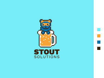 Stout Solutions beer branding colors design flat logo logodesign pixel pixelart stout vintage