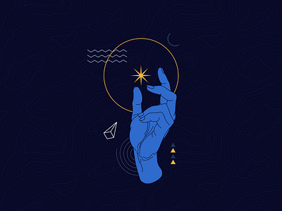 Reach for the stars abstract composition geometric hand illustration inkscape lines minimal shapes star triangles vector