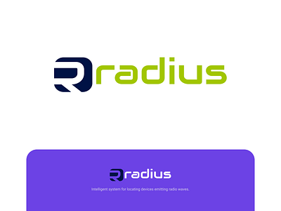 Rradius branding concept design flat icon logo logotype minimal technology vector