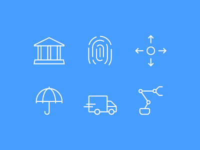 Industries banking icons industries insurance minimalist robot