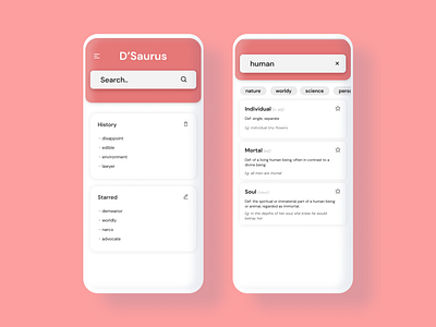 A simple TheSaurus App Concept concept design dictionary iphone minimal mobile design thesaurus vocabulary