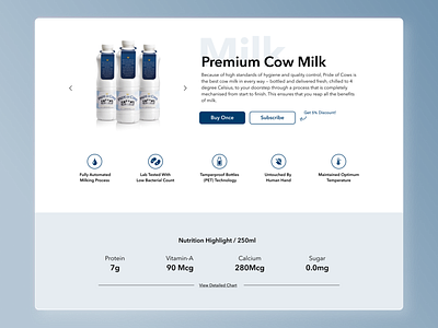 Product Page for a Milk Seller