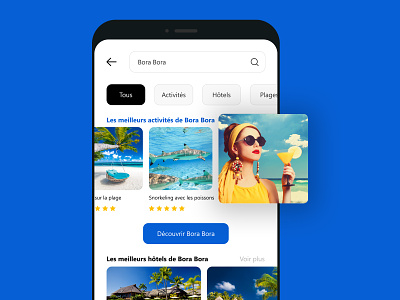 Bora Bora activities mobile application concept