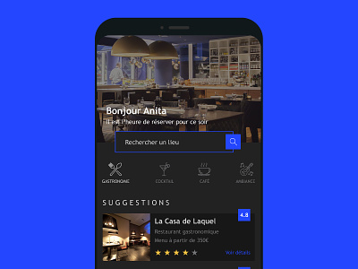 Reservation mobil application concept app application blue concept creationy dark design interface mobile mobile app reservation restaurant ui ux