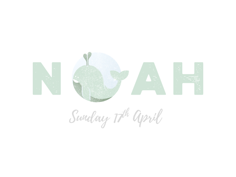 Noah and the Whale christening invitation animal typography type illustration whale