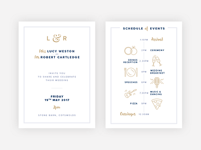 Wedding Invitation champagne icons invitation microphone pizza rings typography wedding
