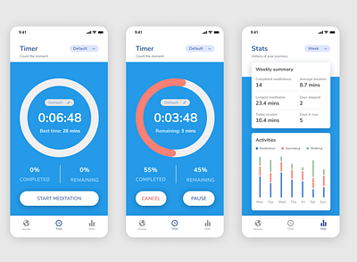 Abstract app - Timer and Stats app ios mindfulness mobile ui wellness
