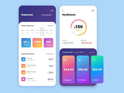 Expenses app mobile rebound smartphone ui