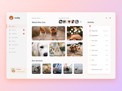 Pet care dashboard clean ui dogs pets ui web
