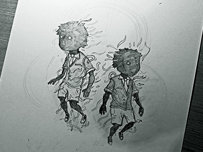 Gemini cards creepy dark kids pencil playing sketch