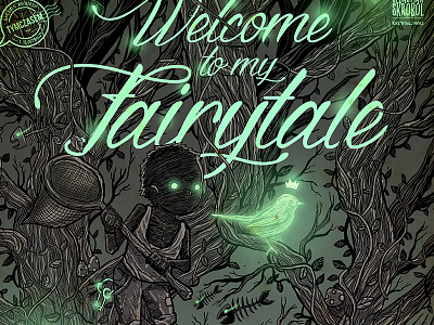 welcome to my fairytale bird creepy dark ghost kid poster trees woods