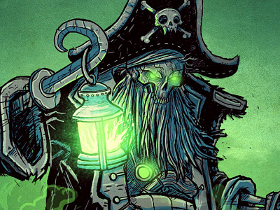 Pirate beard green horror lantern pirate undead zombie