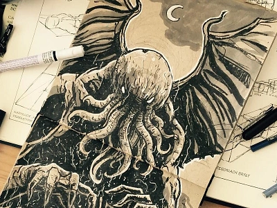 Cthulhu cthulhu ink lovecraft sketch sketchbook