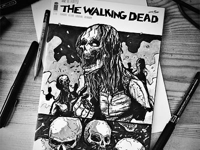 the walking dead comics cover creepy dark ink sketch skulls the walking dead zombie