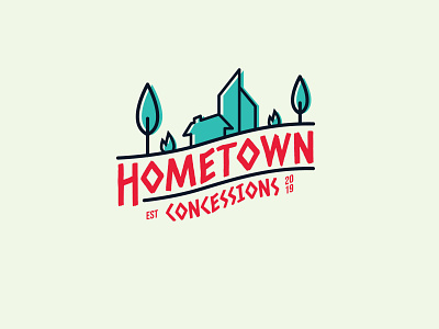 Hometown Concessions carnaval design logo popcorn shop stand