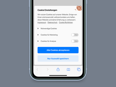 Advanced cookie banner by Marco Waldner on Dribbble
