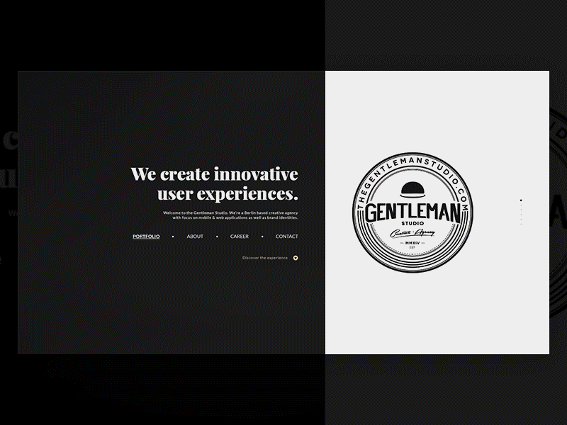 The Gentleman Studio agency berlin creative design digital transformation experience interaction interface portfolio scroll ui user