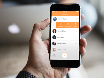 iOS App to meet your friends arrange meeting arriver berlin contact list contacts digital transformation interaction list interaction swipe swipe options ui user interface