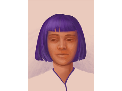 Портрет девушки с фиолетовыми волосами девушка иллюстрация портрет фиолетовый