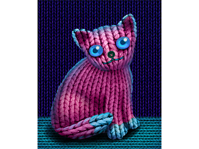 Вязанный кот вязание иллюстрация кот пуговица