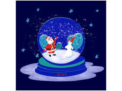 Дарующий снег 2021 дед мороз иллюстрация новый год санта клаус снег снегопад