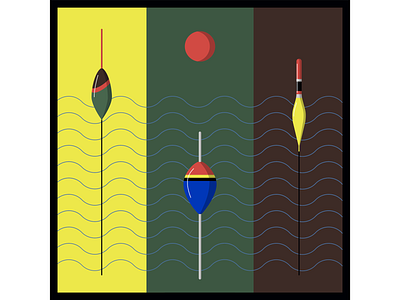 Поплавки вектор волны иллюстрация поплавок простой речка рыбалка снасти солнце яркий