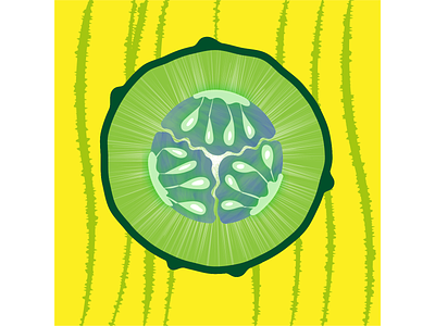 Огурец вектор желтый зеленый иллюстрация круглый овощ огурец разрез семена срез