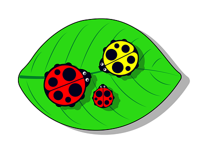 Жуки божья коровка вектор желтый жук иллюстрация красный лето лист листок милый