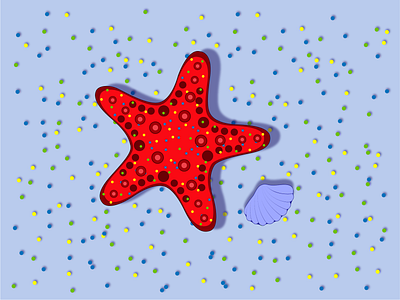 Морская звезда вектор дно звезда иллюстрация красная лето море морская звезда обитатели песок ракушка