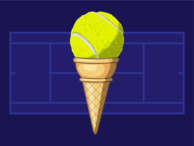 Мороженое "Теннис" вектор векторная графика жара иллюстрация корт лето мороженое мяч рожок спорт теннис