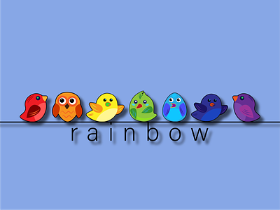 Радуга вектор векторная графика дети детский иллюстрация обучение птенцы птички радуга семь стиль цвета