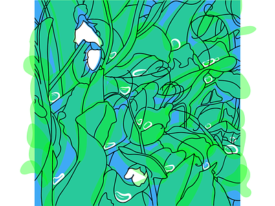 Капли дождя на цветущем горошке вектор горошек грядка зеленый иллюстрация капли после дождя природа растение цветет