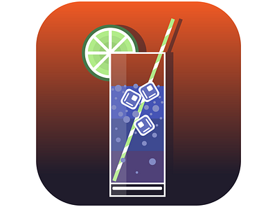 Иконка для мобильного приложения бар вектор дизайн иконка иллюстрация квадрат коктейль лайм лед плоский