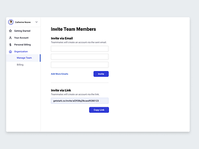 WIP of Invite Team Member Screen