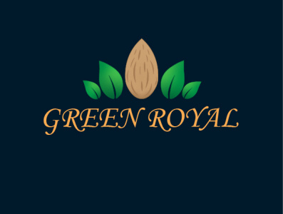 green royal almond branding crown design gold graphic design green illustraion illustrator logo navy blue nuts nutshell royal vector