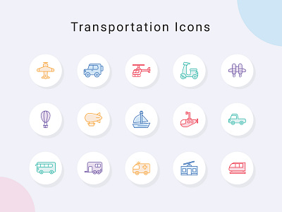 Transportation Simple Icons car colored design icon illustration modern pack scooter simple transportation truck vector