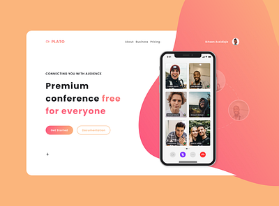 Plato Video Conference Landing Page UI branding design design inspiration illustration landing page landing page ui logo ui video conference website web landing page web ui website website design website design inspiration website landing page