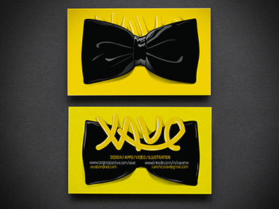 Dribbble bow tie business card xave yellow