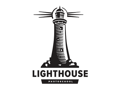 Lighthouse engraving lighthouse logo photoschool ray