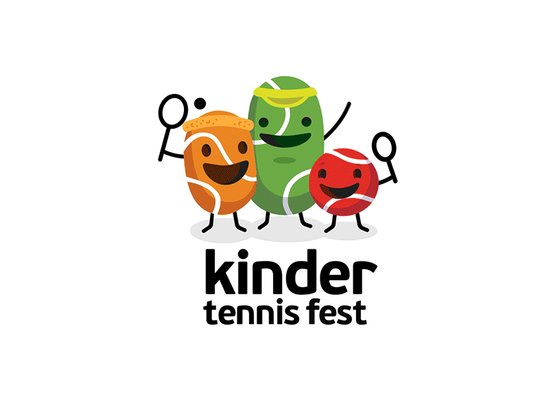 Kinder tennis fest animation ball fest green kinder logo motion orange red tennis