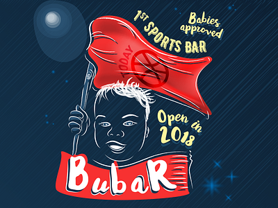 BubaR logo bar child first shot flag gradient illustration logo night sport