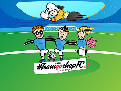 Teamooshopfc babyfoot branding drawing football grass illustration logo player soccer stadium team vecto