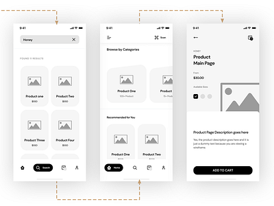 UI UX | Honey Product | Mobile App | Wireframe wireframe