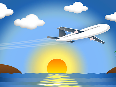 Plane plane sunset vector vector art vectorart