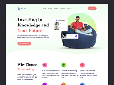 Landing Page - Online Courses academic website community e learning education web ui educational ui educational website hero section ielts ielts web design landing page ui learning learning web ui learning website study study website ui uiux ux website design website ui