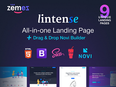 Lintense - All-in-one Landing Page Template business company creative creative agency css developer html template html5 landingpage onepage page builder personal portfolio responsive