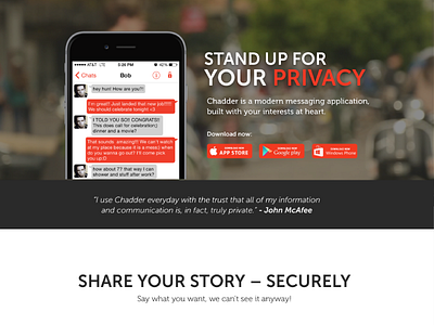 Chadder Website Redesign app one page parallax privacy website