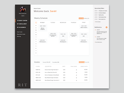 RIT SIS Design academic dashboard photoshop schedule ui ux